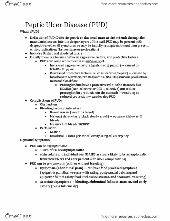 BIOL 3051 Chapter Notes - Chapter 10.0: Peptic Ulcer, Muscularis Mucosae, Duodenum thumbnail