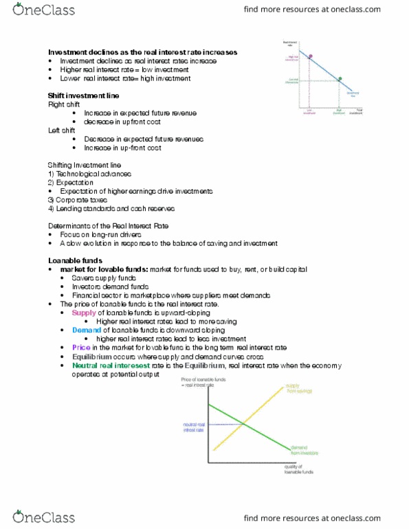 ECON 102 Lecture Notes - Lecture 14: Real Interest Rate, Loanable Funds, Potential Output thumbnail