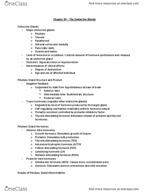 PHED-4547EL Lecture Notes - Lecture 24: Pancreatic Islets, Pituitary Gland, Luteinizing Hormone thumbnail