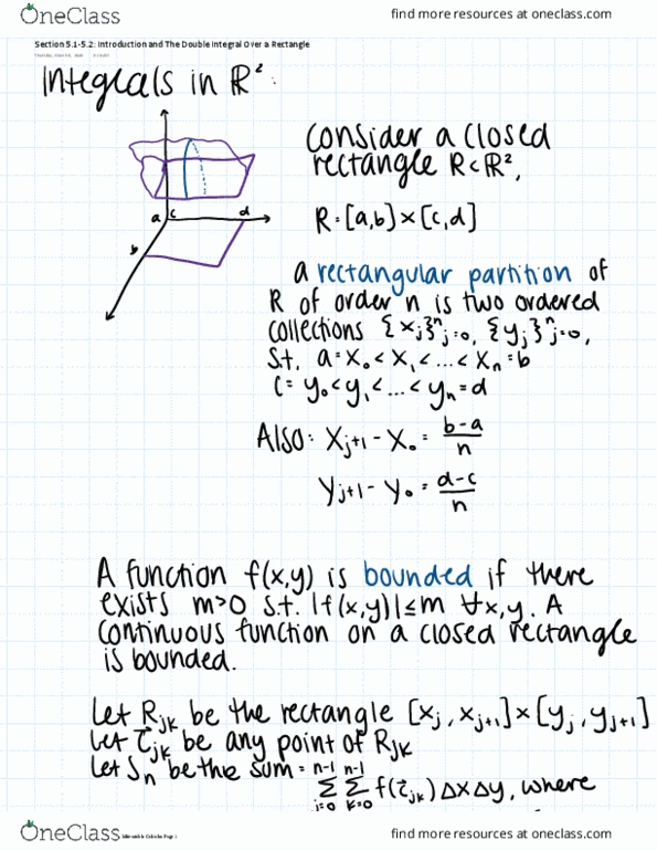 MATH 2451 Lecture Notes - Lecture 1: Multivariable Calculus, Multiple Integral thumbnail