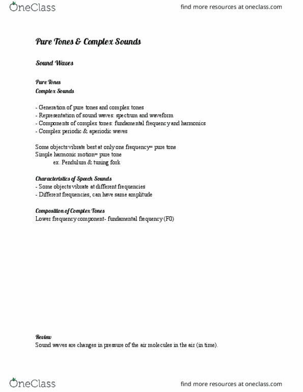 SPCH 103 Lecture Notes - Lecture 3: Tuning Fork, Musical Tone, Fundamental Frequency thumbnail