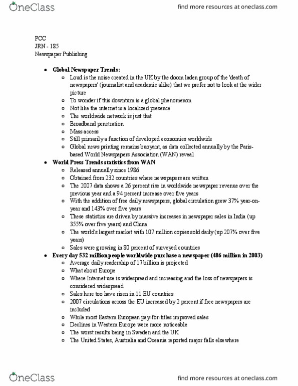 JRN185 Lecture Notes - Lecture 4: List Of Countries By Number Of Broadband Internet Subscriptions, British Journalism Review, Yougov thumbnail