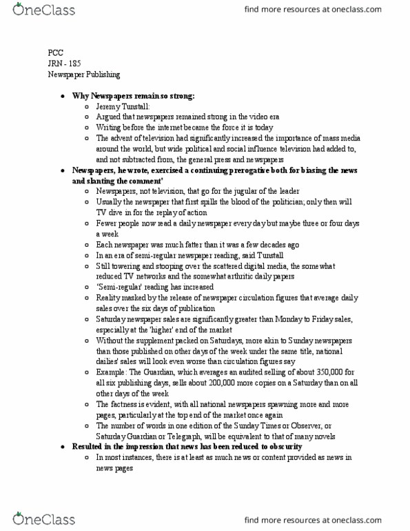 JRN185 Lecture Notes - Lecture 5: Google News thumbnail