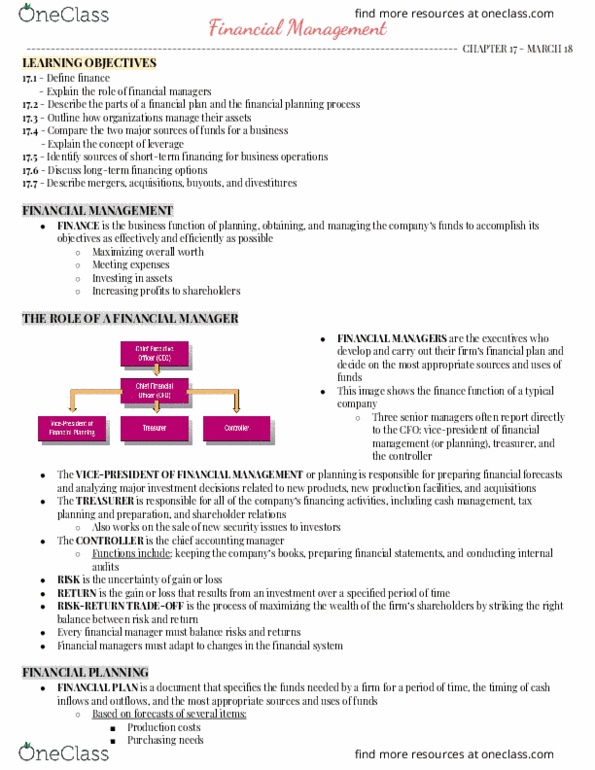 BUS-1202 Lecture Notes - Lecture 17: Financial Plan, Tax Avoidance, Financial Statement thumbnail