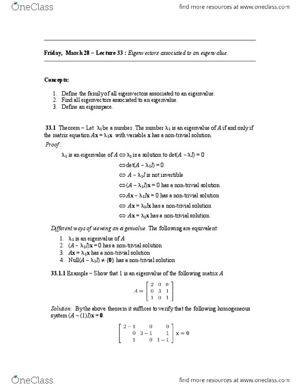 MATH136 Lecture Notes - Coefficient Matrix, Linear Map, Eigenvalues And Eigenvectors thumbnail