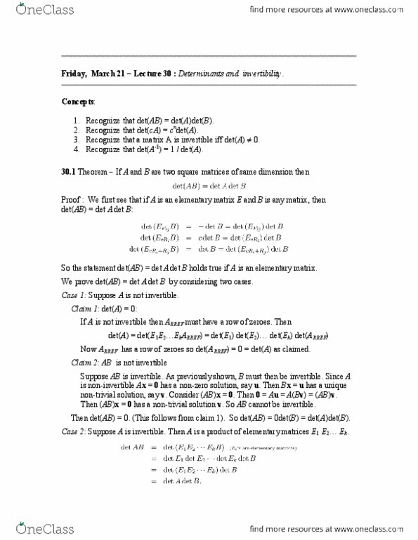 MATH136 Lecture Notes - Coefficient Matrix, Elementary Matrix, Invertible Matrix thumbnail