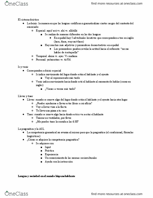 SPAN 3706 Lecture Notes - Lecture 1: El Sistema, Deixis, Voseo thumbnail
