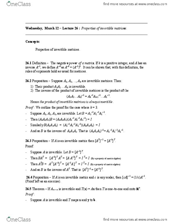 MATH136 Lecture Notes - Invertible Matrix thumbnail