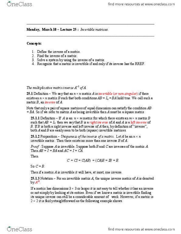 MATH136 Lecture Notes - Gaussian Elimination, Augmented Matrix, Systemax thumbnail