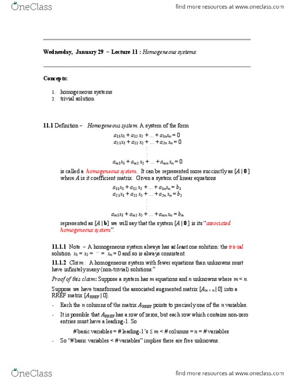 MATH136 Lecture Notes - Lecture 11: Row Echelon Form, Augmented Matrix, Coefficient Matrix thumbnail