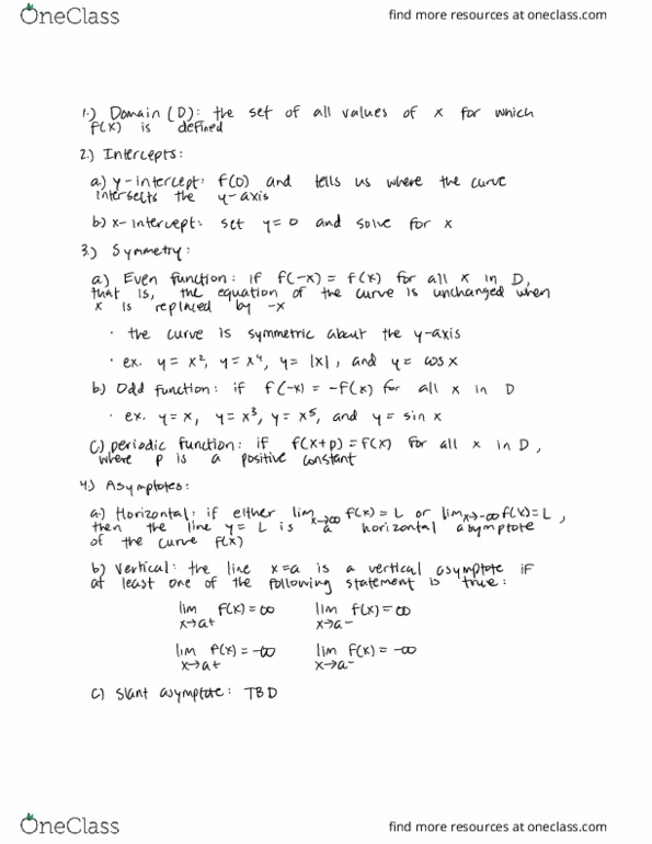 MATH 205 Lecture Notes - Lecture 19: Periodic Function, Asymptote, Even And Odd Functions thumbnail