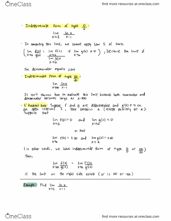 MATH 205 Lecture Notes - Lecture 18: Indeterminate Form, Inxs, Seax thumbnail