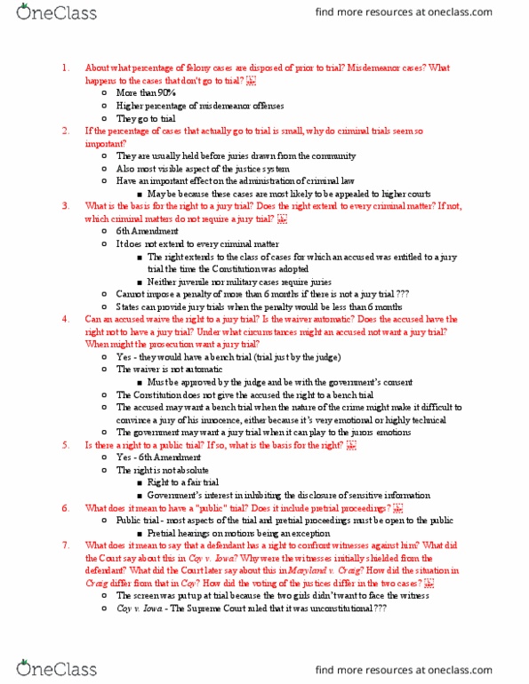 POLI 3120 Chapter Notes - Chapter 18: Bench Trial, Jury Trial, Sixth Amendment To The United States Constitution thumbnail