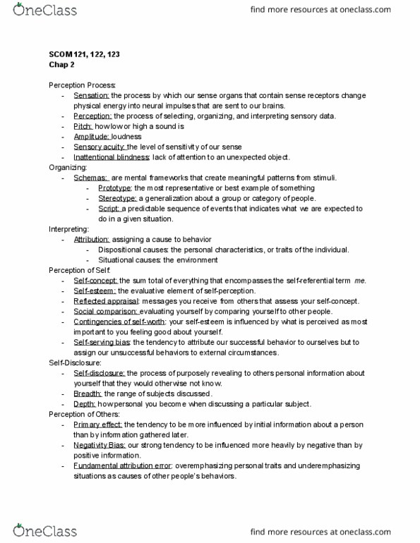 SCOM 123 Chapter Notes - Chapter 2: Fundamental Attribution Error, Inattentional Blindness, Ambivalent Sexism thumbnail