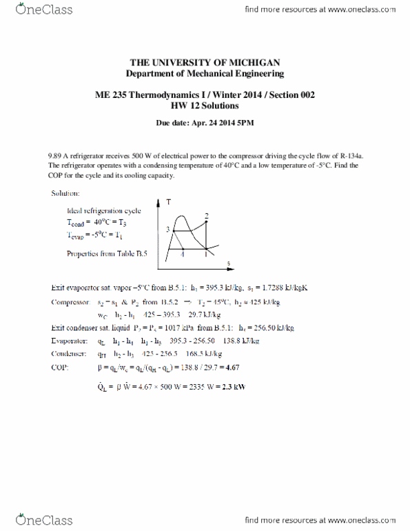 MECHENG 235 Lecture Notes - Thermal Efficiency, Heat Capacity, Thermodynamics thumbnail