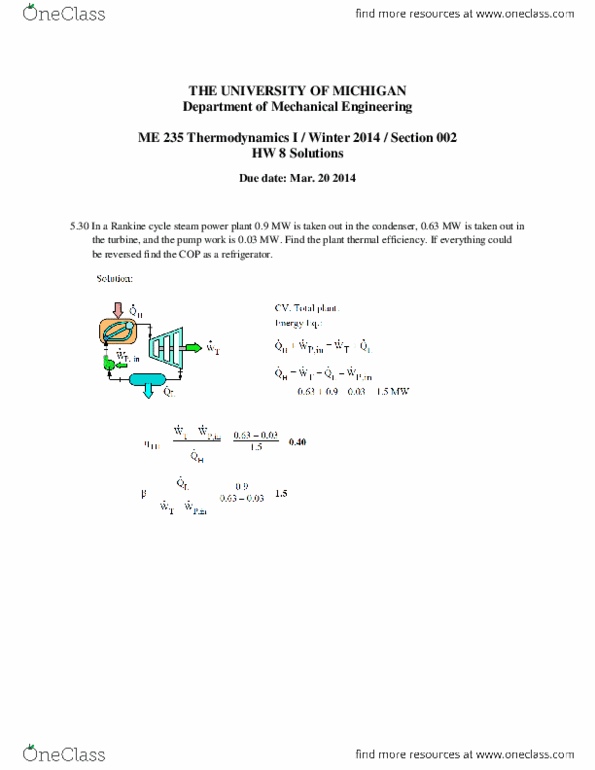MECHENG 235 Lecture Notes - Magnetic Refrigeration, Rankine Cycle, Thermal Efficiency thumbnail