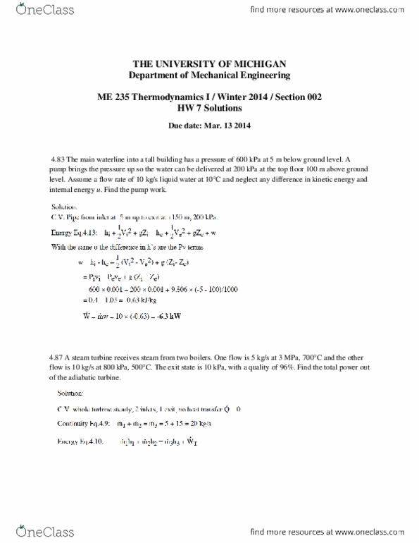 MECHENG 235 Lecture Notes - Mass Flow Rate, Thermodynamics thumbnail
