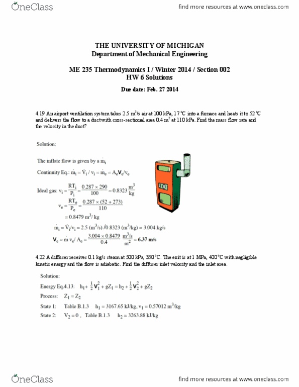MECHENG 235 Lecture Notes - Lecture 6: Air Compressor, Heat Capacity, Mass Flow Rate thumbnail