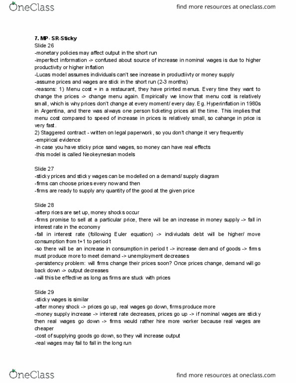 ECON 102 Lecture Notes - Lecture 11: Nominal Rigidity, Menu Cost, Money Supply thumbnail