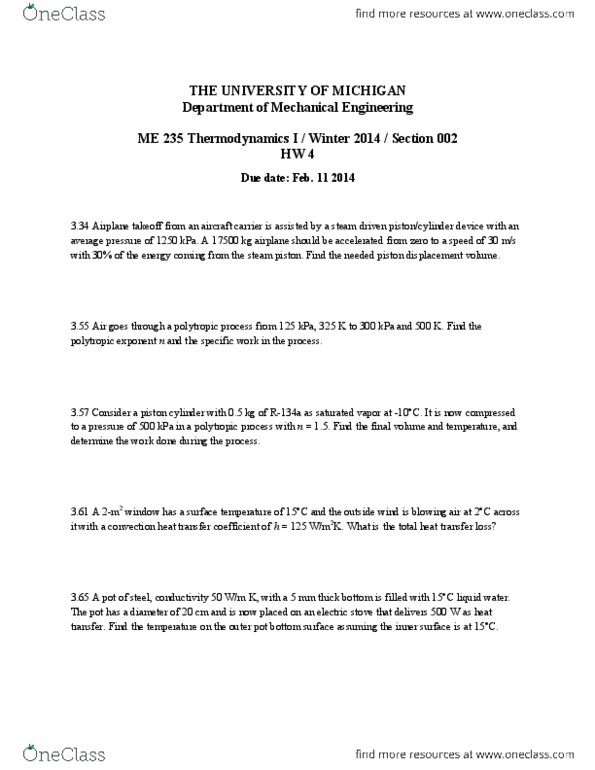 MECHENG 235 Lecture Notes - Electric Stove, Polytropic Process, Heat Transfer Coefficient thumbnail