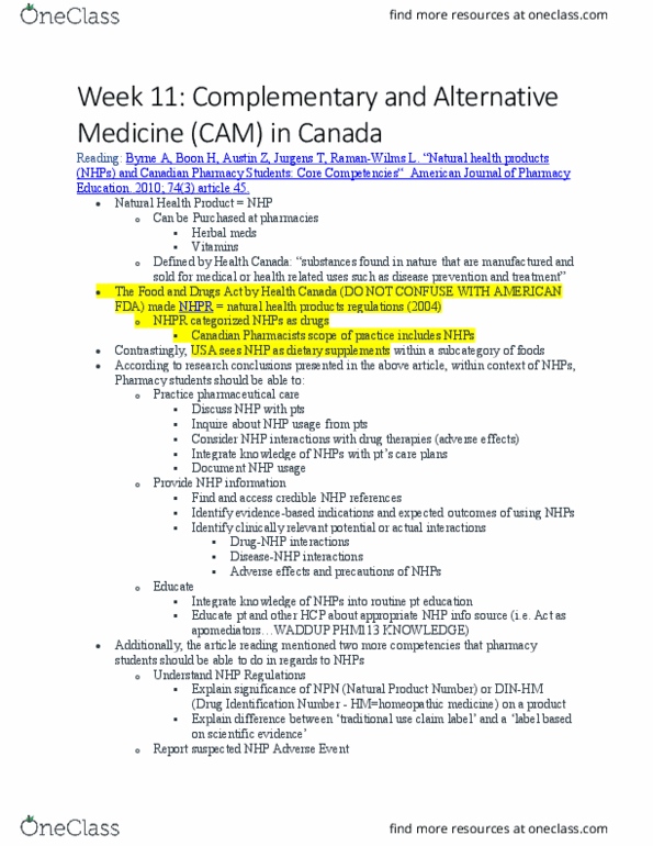 CRIM 2653 Lecture Notes - Lecture 3: Traditional Medicine, Chiropractic, Homeopathy thumbnail