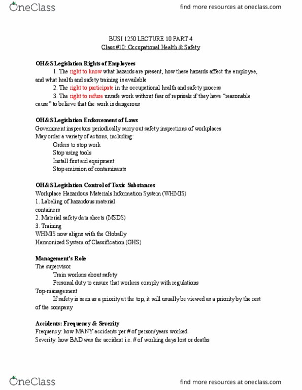 BUSI 1250 Lecture Notes - Lecture 10: Workplace Hazardous Materials Information System, Harmonized System, Safety Data Sheet thumbnail