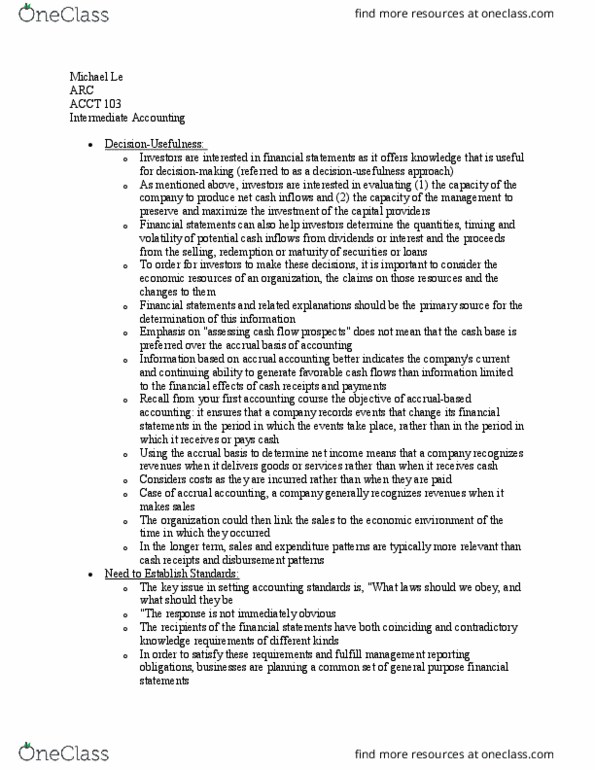 ACCT 103 Lecture Notes - Lecture 3: Cash Flow, Financial Statement thumbnail