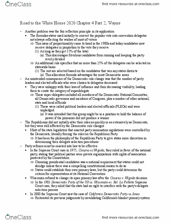 POLS 125 Lecture Notes - Lecture 14: California Democratic Party, Superdelegate, Reflection Principle thumbnail