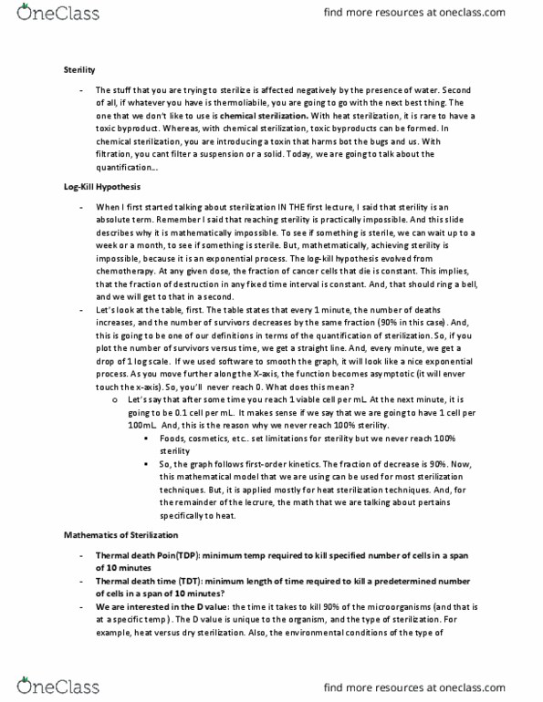 CRIM 2653 Lecture Notes - Lecture 27: Thermal Death Time, Exponential Growth, Chemotherapy thumbnail