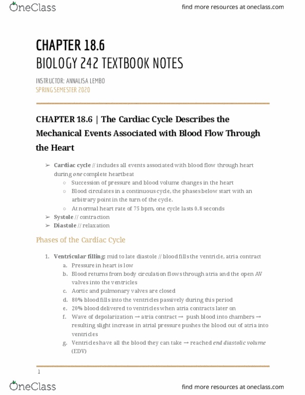 BIOL-242 Chapter Notes - Chapter 18: Aortic Valve, T Wave, Systolic Geometry thumbnail