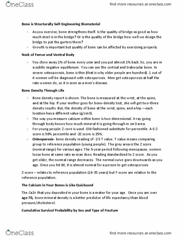 BIOL 2020 Chapter Notes - Chapter 3.1: Bone Density, Standard Score, Hip Fracture thumbnail