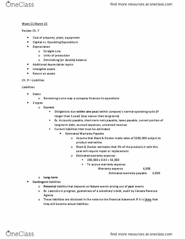 MGT120H5 Lecture Notes - Lecture 11: Canada Revenue Agency, Accounts Payable, Promissory Note thumbnail