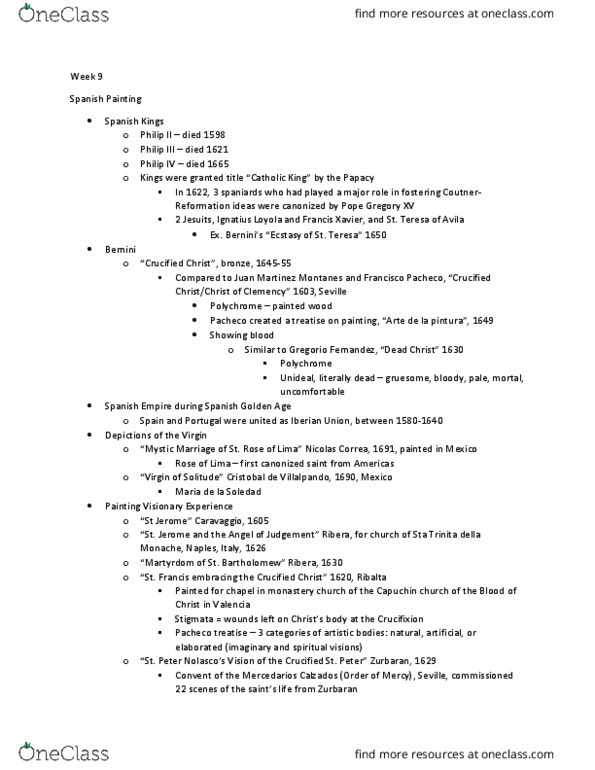 FAH332H5 Lecture Notes - Lecture 9: Spanish Golden Age, Ignatius Of Loyola, Francis Xavier thumbnail