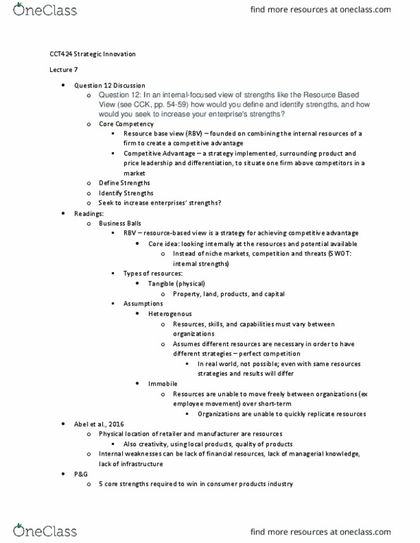 CCT424H5 Lecture Notes - Lecture 7: Tacit Collusion, Perfect Competition, Swot Analysis thumbnail