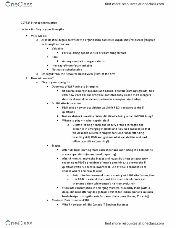 CCT424H5 Lecture Notes - Lecture 6: Hair Removal, Cash Flow, Snapple thumbnail