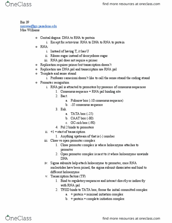 BIOL 039 Lecture Notes - Lecture 2: Pribnow Box, Caat Box, Tata Box thumbnail
