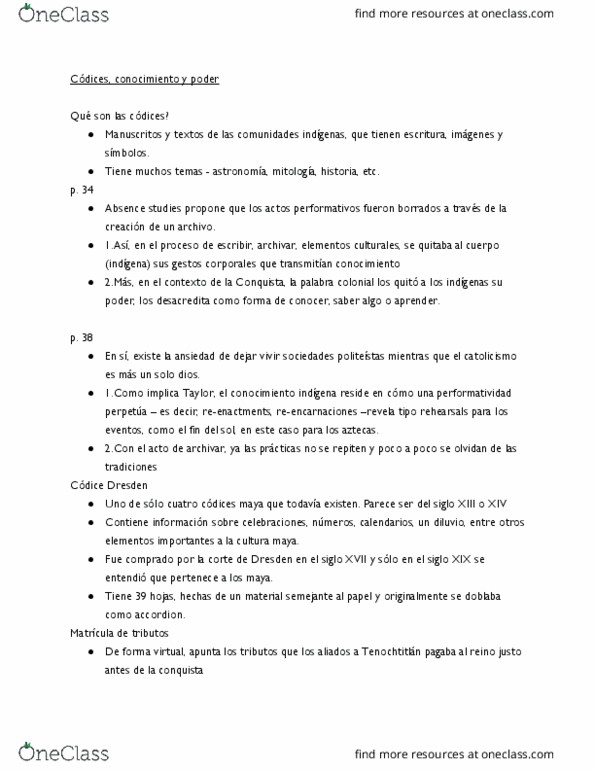 SPN 342 Lecture Notes - Lecture 5: Barrio Azteca, La Sociedad, Los Incas thumbnail
