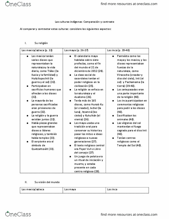 SPN 342 Lecture Notes - Lecture 4: Mesoamerican Ballgame, Hunab Ku, Los Incas thumbnail