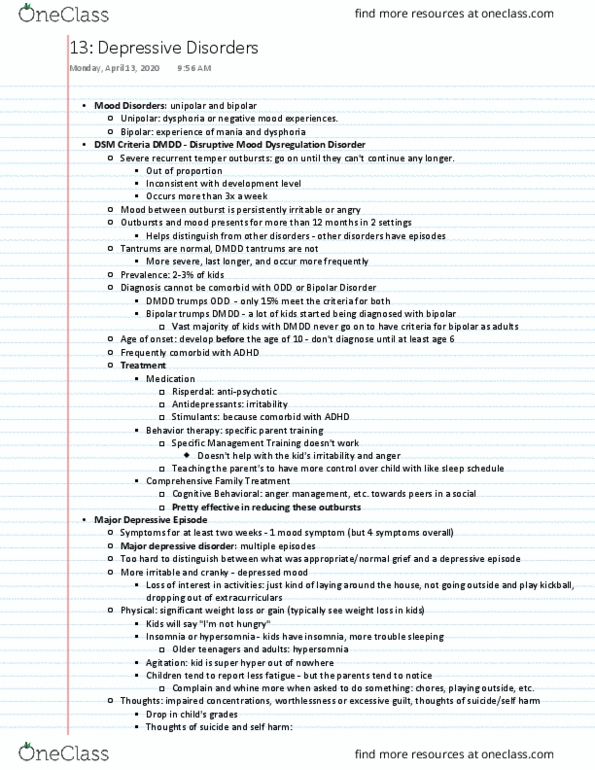 PSYC 3034 Lecture 13: Psyc - Depressive Disorders thumbnail