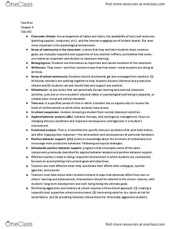 E PSY 200 Lecture Notes - Lecture 9: Positive Behavior Support, Applied Behavior Analysis, Contingency Management thumbnail