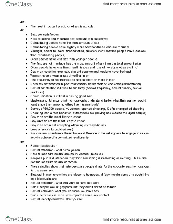 A PSY 450T Lecture Notes - Lecture 10: Sociosexual Orientation, Human Sexual Activity, Sexual Attraction thumbnail