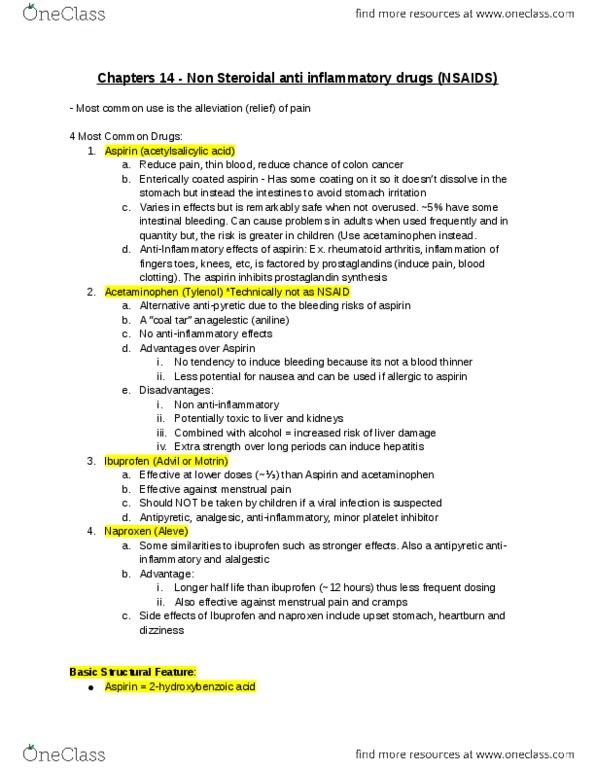 CHEM 1004 Chapter Notes - Chapter 14: Corn Starch, Coal Tar, Osteoarthritis thumbnail