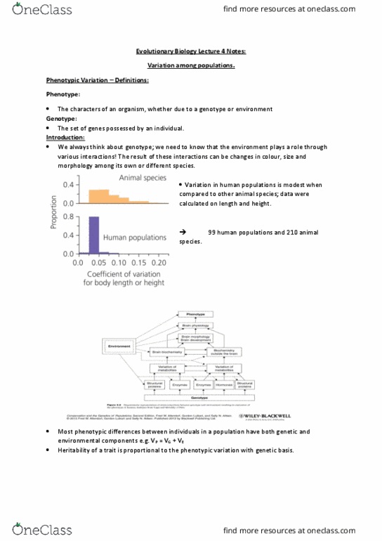 Biology 3593B Lecture Notes - Lecture 4: Phenotypic Trait, Heritability, Melanocortin 1 Receptor thumbnail