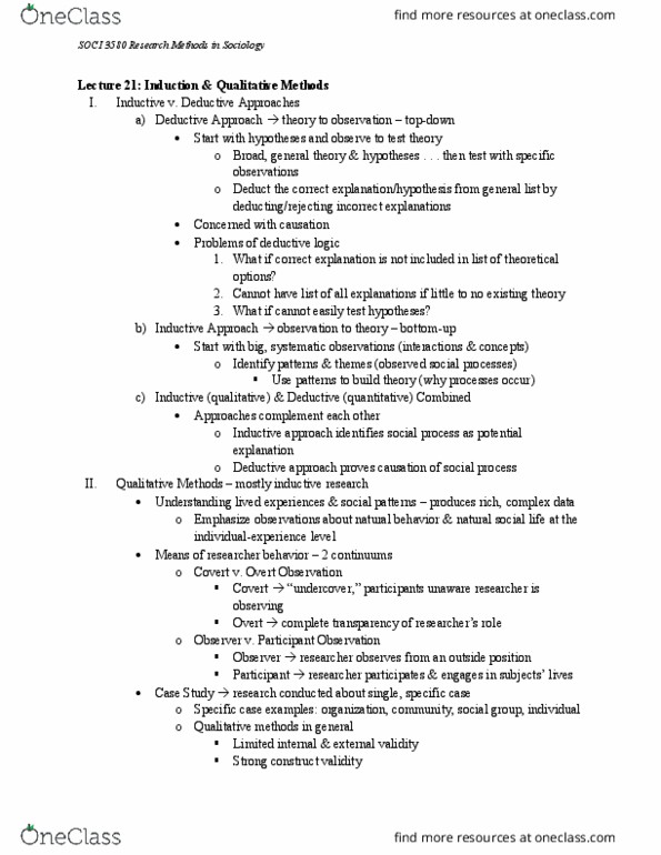 SOCI 3580 Lecture Notes - Lecture 21: General Service Corps, Deductive Reasoning, Construct Validity thumbnail