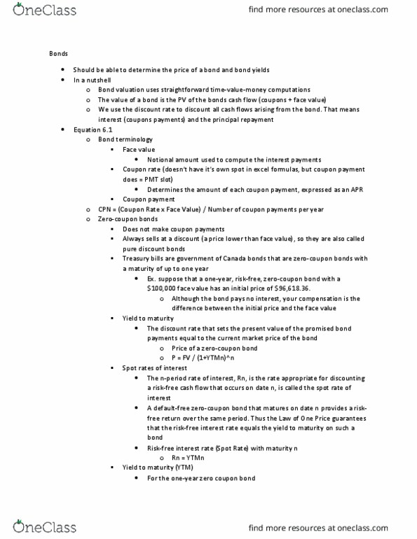 CCT321H5 Lecture Notes - Lecture 5: Spot Contract, Bond Valuation, Notional Amount thumbnail