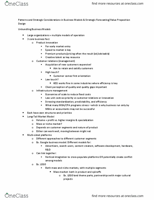 CCT355H5 Lecture Notes - Lecture 6: Niche Market, Mass Customization, Vertical Integration thumbnail