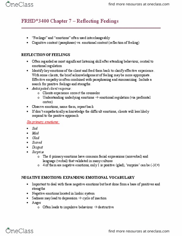 FRHD 3400 Chapter Notes - Chapter 7: Prefrontal Cortex, Limbic System, Cadence Skill thumbnail