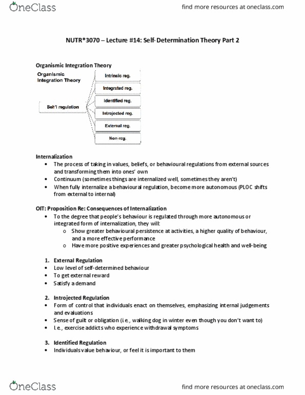 NUTR 3070 Lecture Notes - Lecture 14: Introjection, Motivation, Likert Scale thumbnail