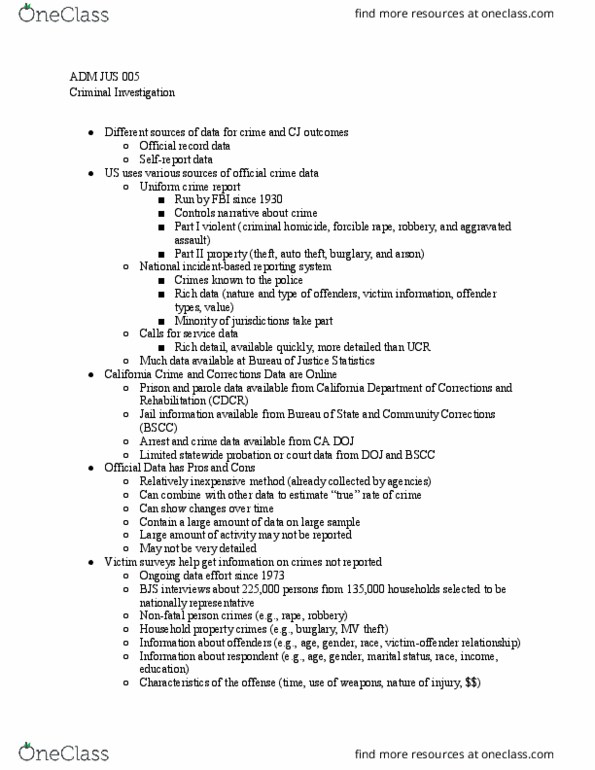 ADM JUS 5 Lecture Notes - Lecture 6: Arson, Homicide, American Civil Liberties Union thumbnail