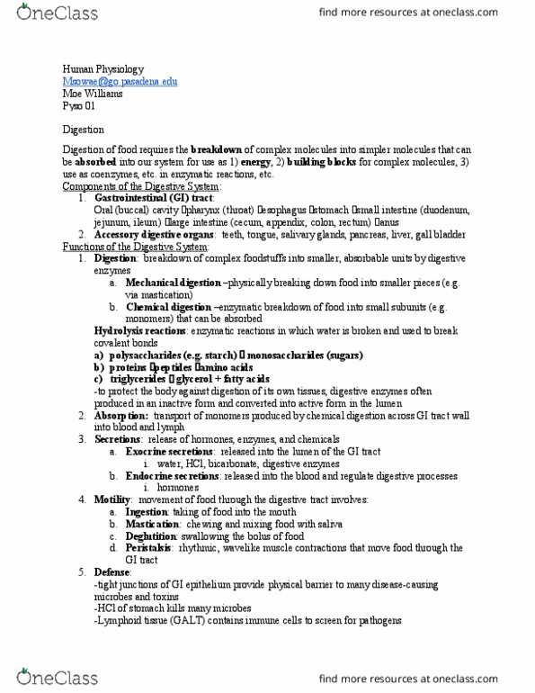 PYSO 001 Lecture Notes - Lecture 1: Moe Williams, Tight Junction, Mastication thumbnail